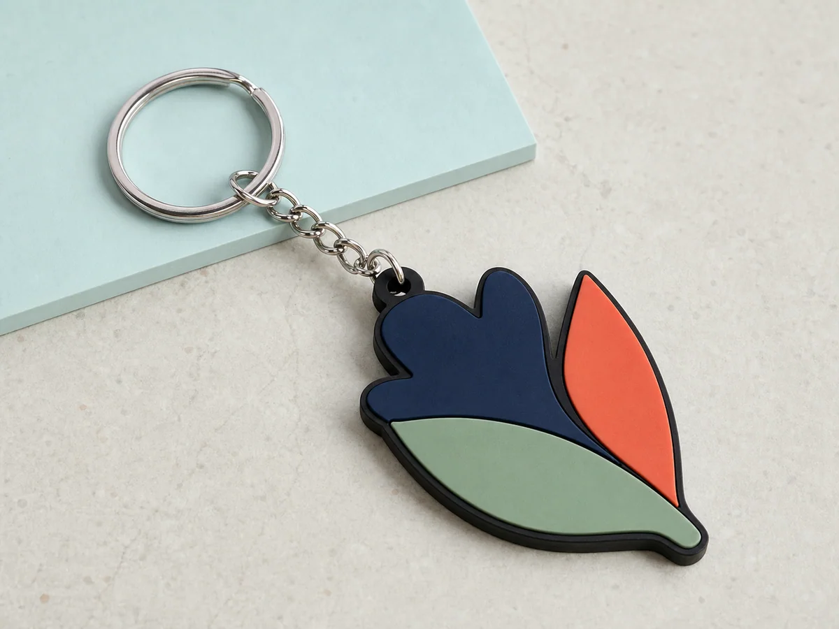 Custom soft PVC keychain with metal split ring